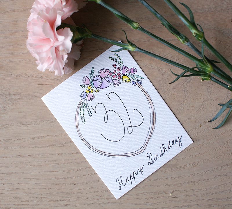 How to make a watercolor birthday card with floral motif