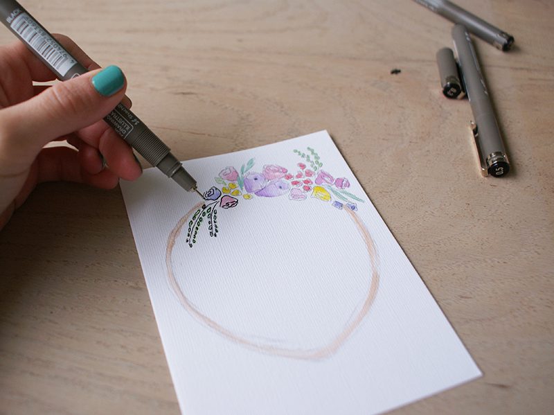 Make a watercolor birthday card with a floral motif