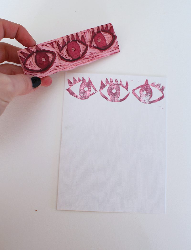 Eye Love You funny Valentine's Day card made with handmade stamps
