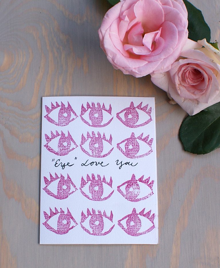 Eye Love you DIY Valentines Day Card made with stamps