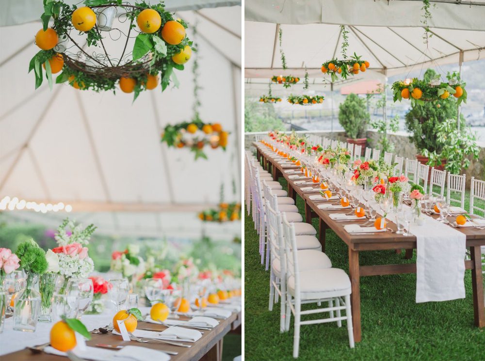 unique boho wedding decor ideas-citrus chandeliers