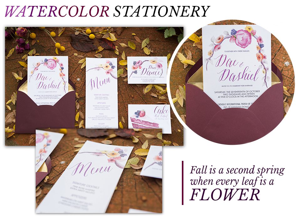 fall fairy tale watercolor invitations