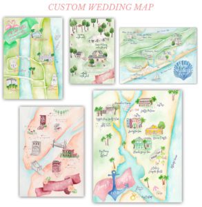 custom wedding map by bohemian mint