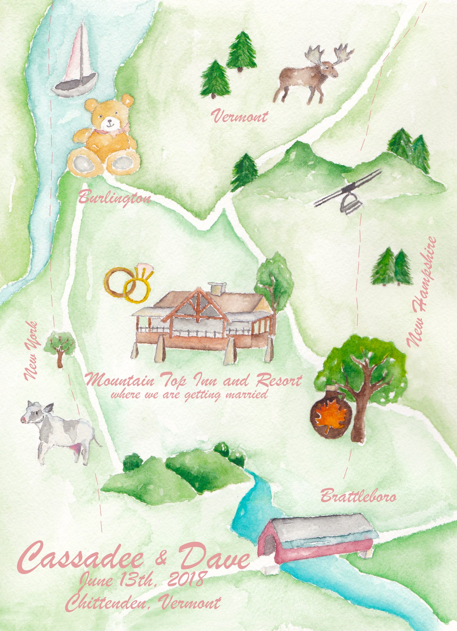 Vermont wedding map