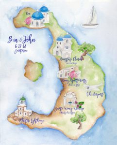 Santorini wedding map