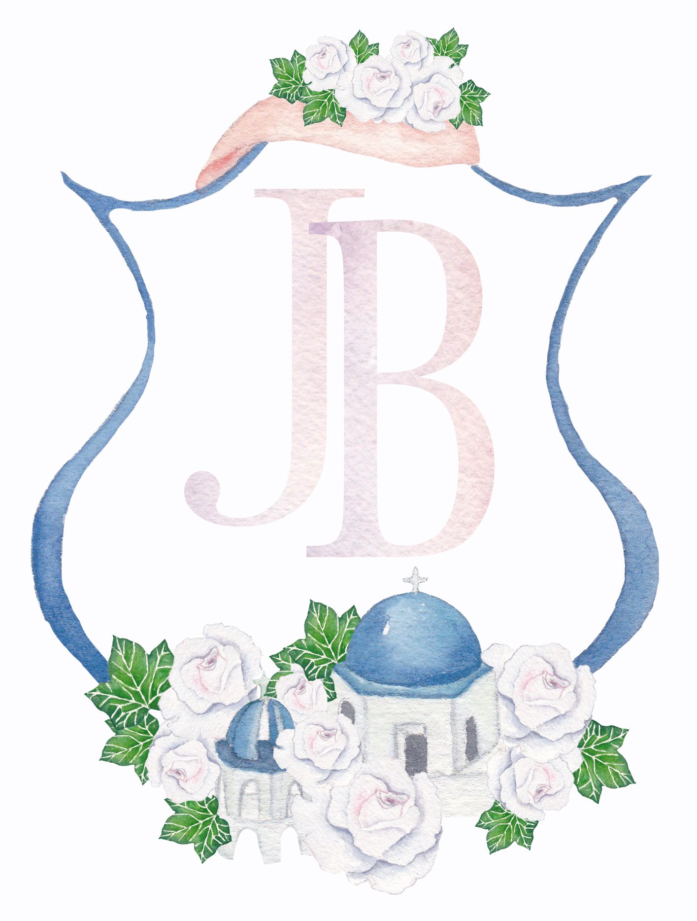 watercolor wedding crest
