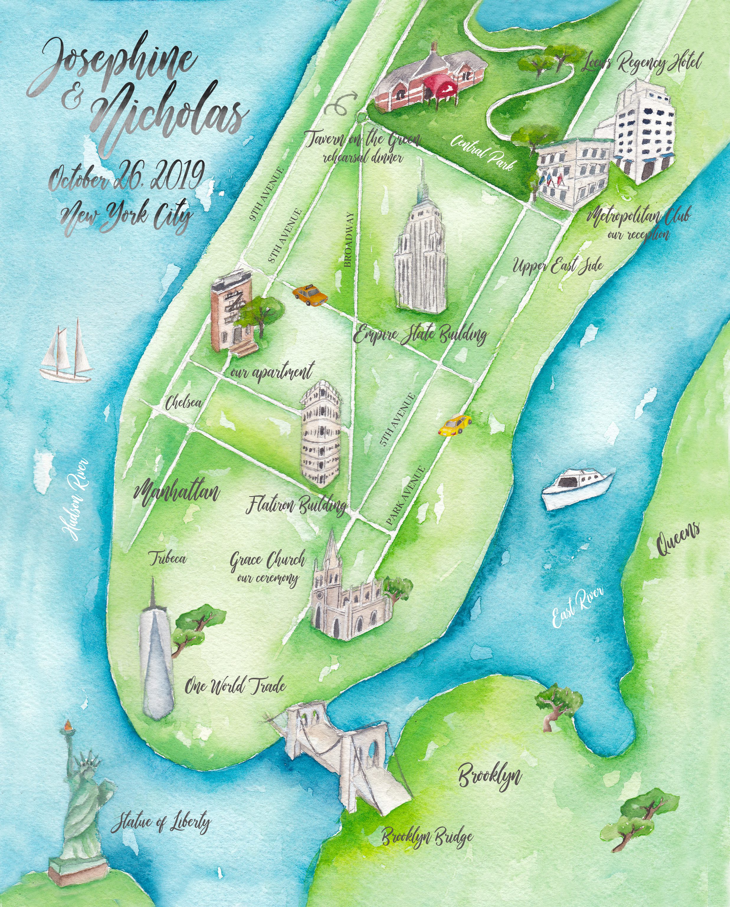 new york city wedding map