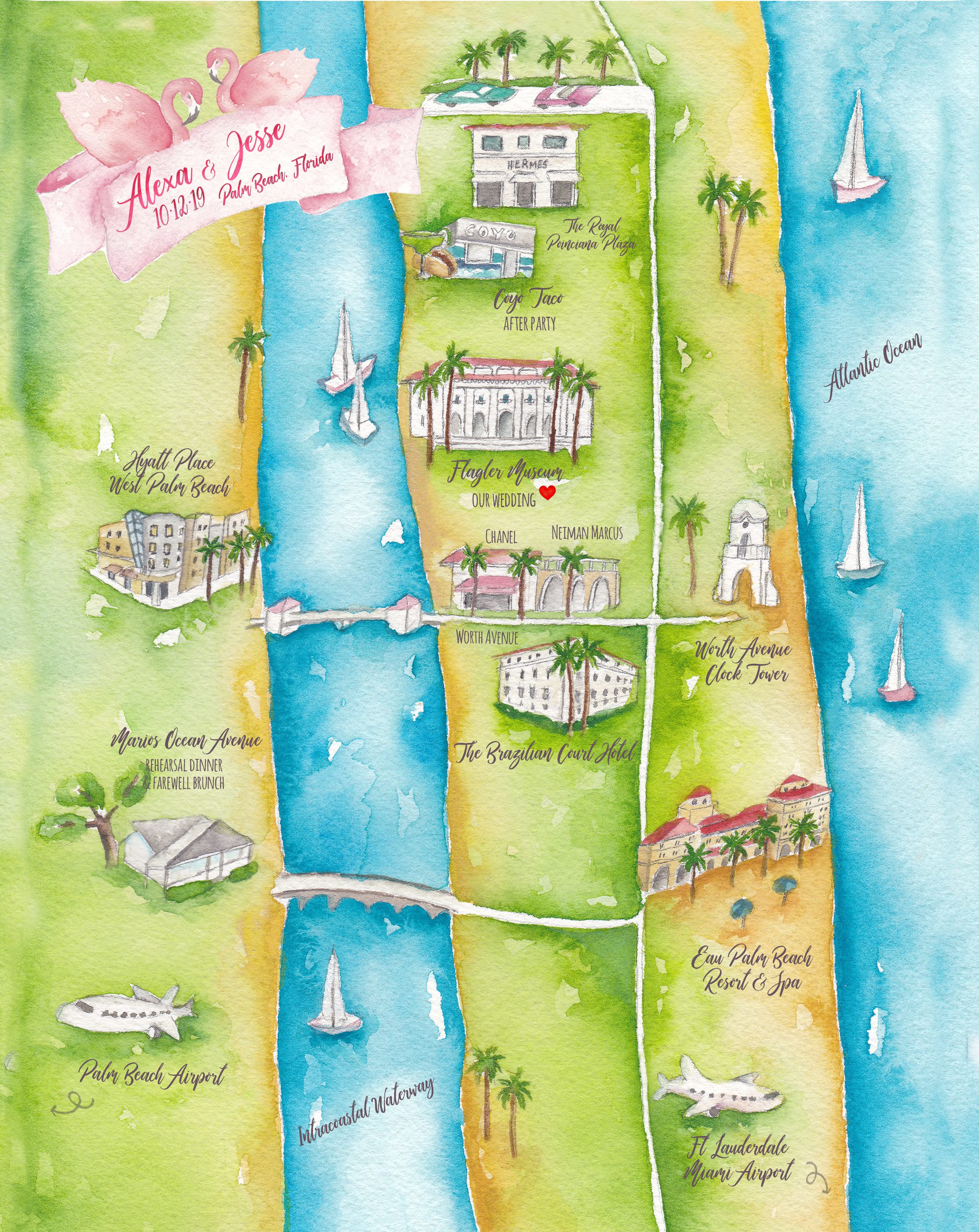 palm beach wedding map