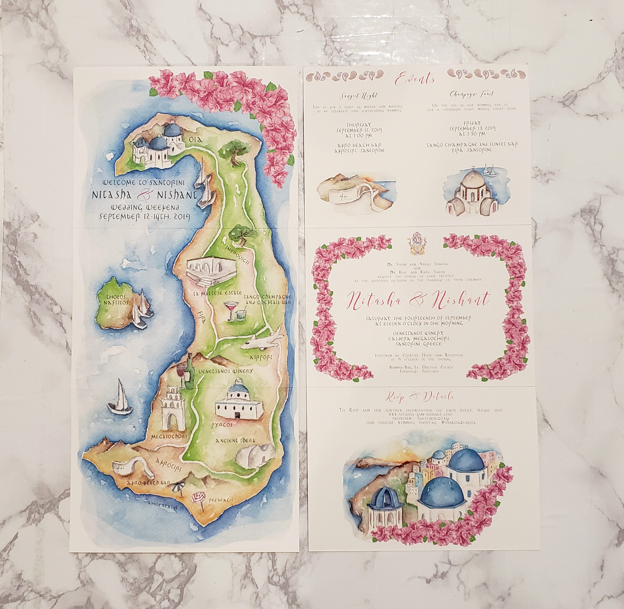 trifold wedding map invitation