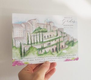 custom watercolor Save the Dates